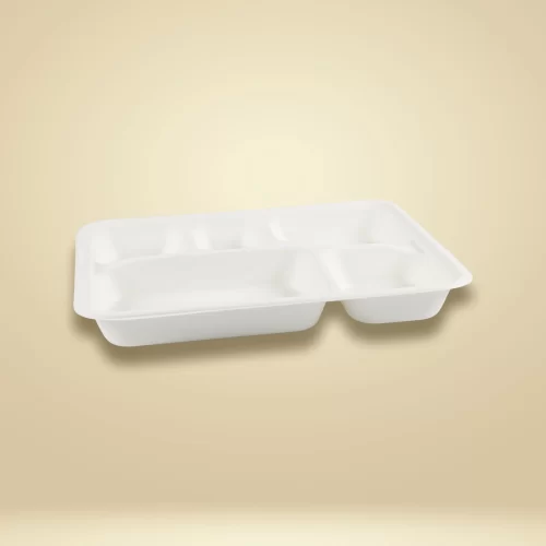 side view of meal tray made from sugarcane bagasse